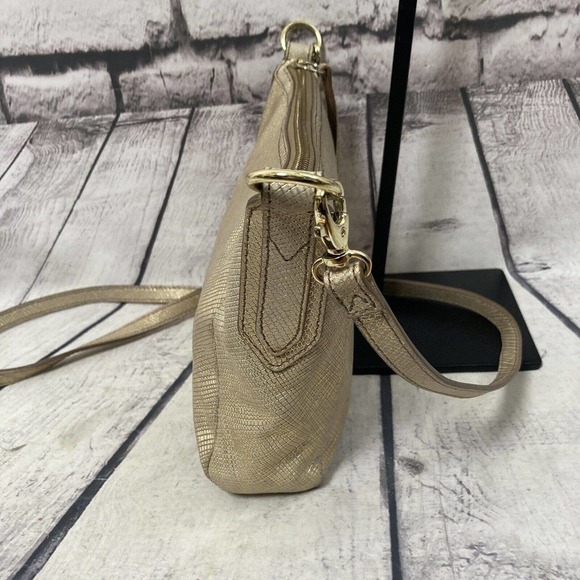 Fossil Handbag Sydney Gold Metallic Crossbody Small Zip‎ Closure Purse - Picture 5 of 14